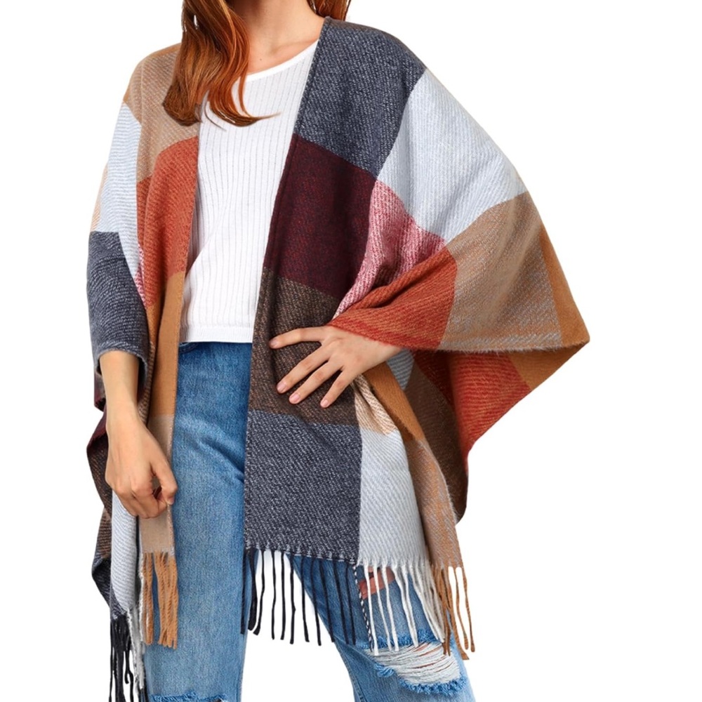 NEW| Plaid Fall Casual Chic & Comfortable Wrap With Tassel